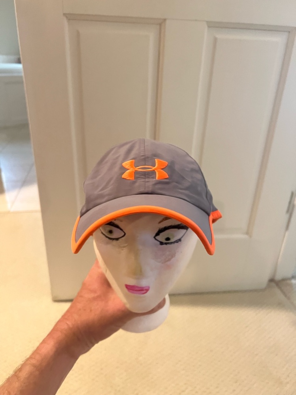 Under Armour Gray Hat with Orange Trim and Logo